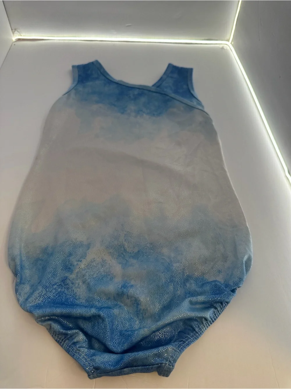 Girls Blue Sparkly Gymnastics Leotard Size 10A Dance Ballet Athletic Bodysuit